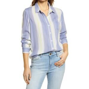 New CASLON Cotton Blend Easy Print Button-Up Shirt Women's Size S